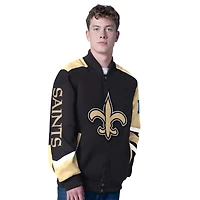 Men's G-III Sports by Carl Banks Black New Orleans Saints Prime Time Full-Zip Racing Jacket