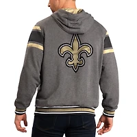 Veste à capuche réversible zippée intégrale G-III Sports by Carl Banks grise et noire New Orleans Saints Extreme pour homme