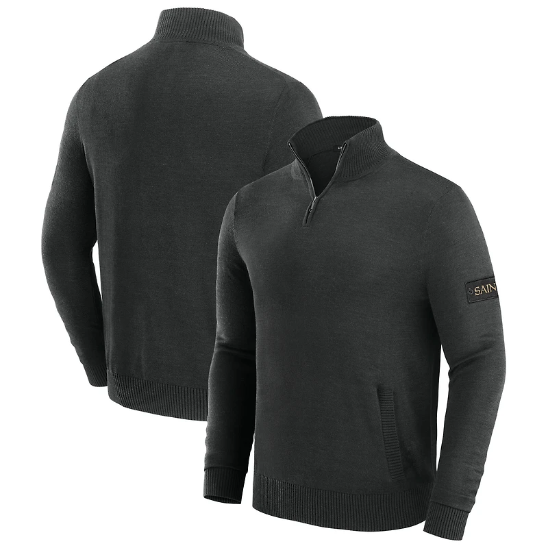 Men's J. Palmer Black New Orleans Saints Franchise Quarter-Zip Sweater