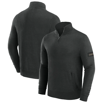 Men's J. Palmer Black New Orleans Saints Franchise Quarter-Zip Sweater