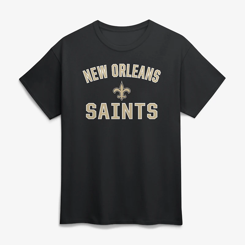 T-shirt homme en coton noir avec logo New Orleans Saints et arc de victoire