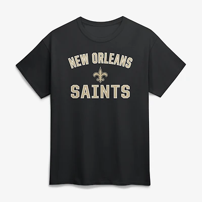 T-shirt homme en coton noir avec logo New Orleans Saints et arc de victoire