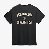 T-shirt homme en coton noir avec logo New Orleans Saints et arc de victoire