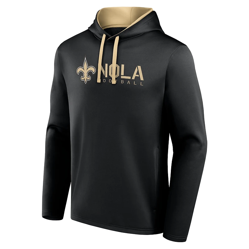 Men's Logo Athletic Black New Orleans Saints Head Start Pullover Hoodie