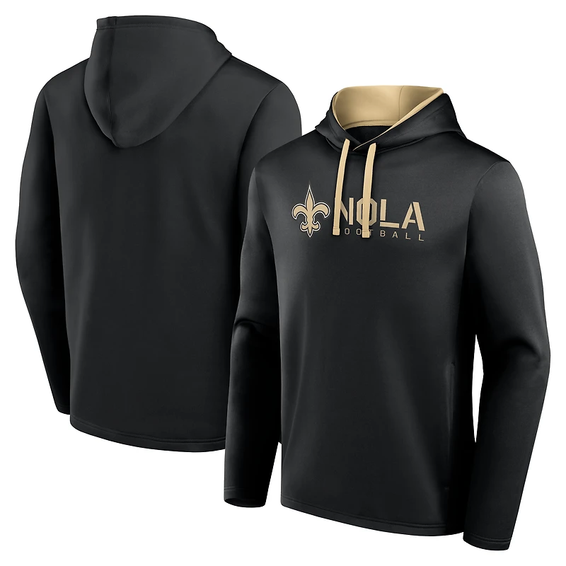 Men's Logo Athletic Black New Orleans Saints Head Start Pullover Hoodie