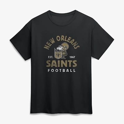 Men's Logo Athletic Black New Orleans Saints Vintage Arch T-Shirt