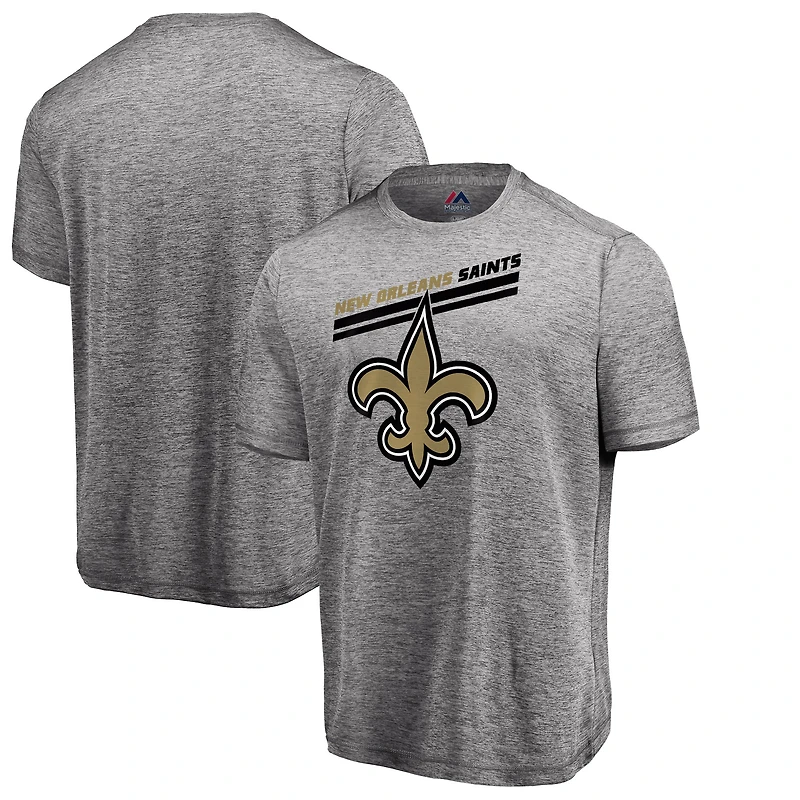 T-shirt Majestic Heathered Grey New Orleans Saints Showtime Pro Grade Cool Base pour homme