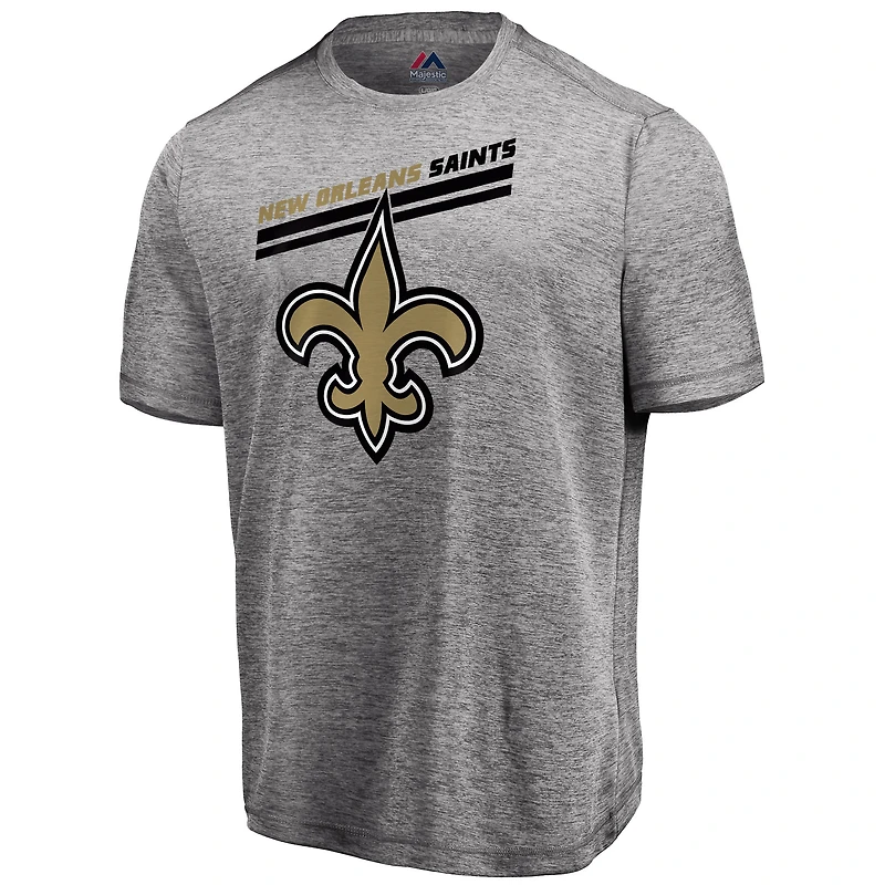 T-shirt Majestic Heathered Grey New Orleans Saints Showtime Pro Grade Cool Base pour homme