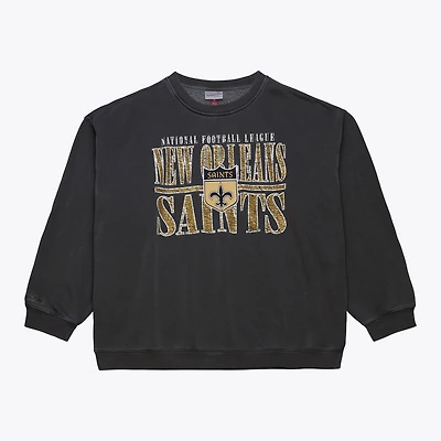 Men's Mitchell & Ness  Black New Orleans Saints Downtown Crew Vintage Logo Sweatshirt