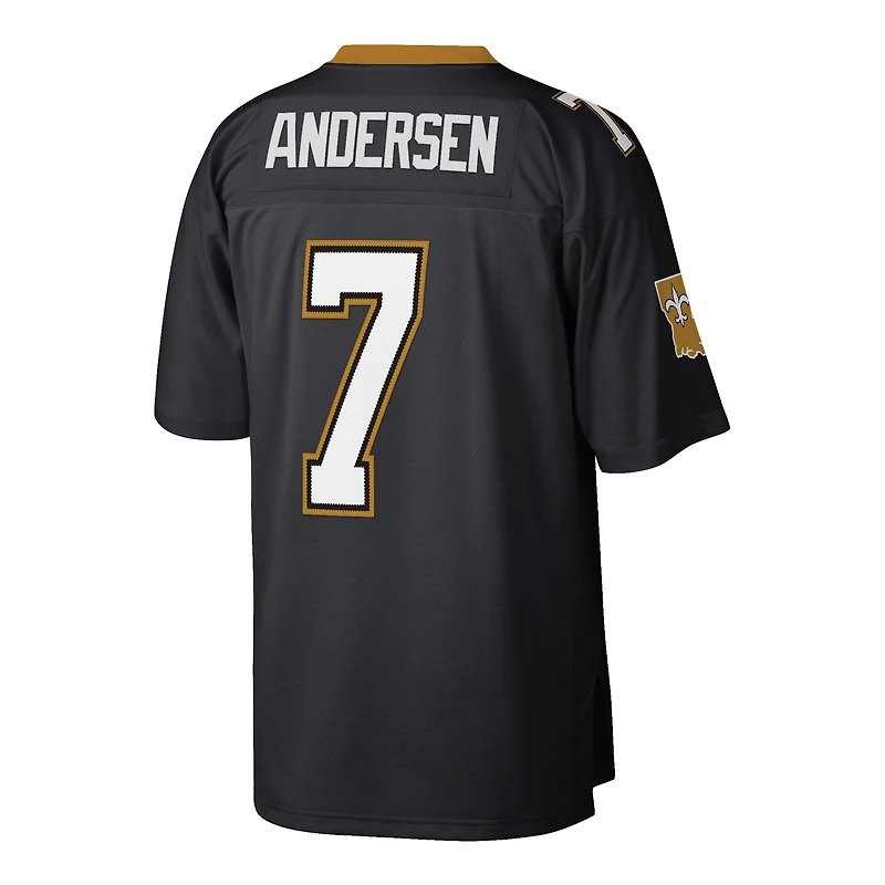 Maillot réplique Mitchell & Ness Morten Andersen noir pour homme, commémorant La retraite d'un joueur des Saints de Nouvelle-Orléans.