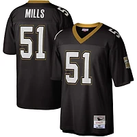 Maillot réplique Mitchell & Ness Sam Mills noir des Saints de la Nouvelle-Orléans pour homme