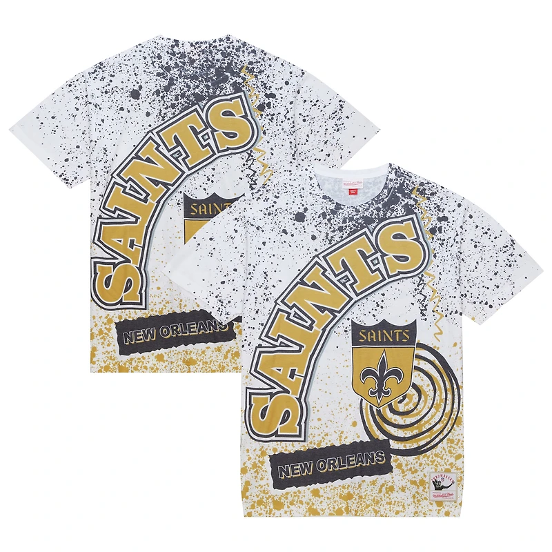 T-shirt sublimé blanc New Orleans Saints Team Burst de Mitchell & Ness pour hommes