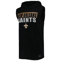 Men's MSX by Michael Strahan Black New Orleans Saints Relay Sleeveless Pullover Hoodie