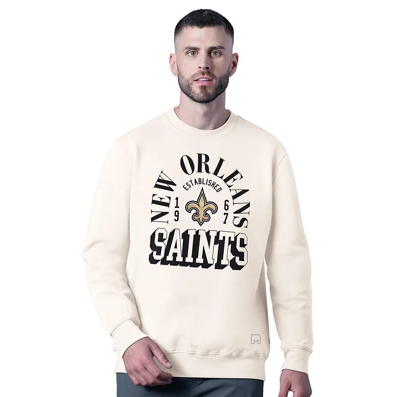 Men's MSX by Michael Strahan  White New Orleans Saints Whiteout Tri-Blend Sweatshirt
