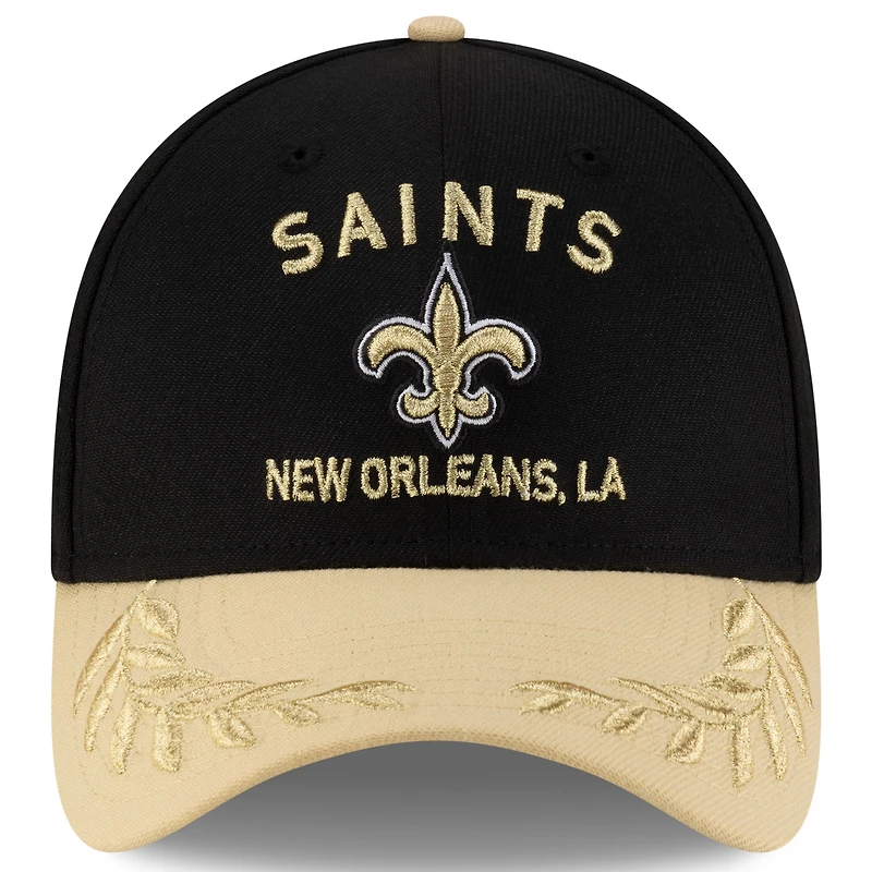 Men's New Era Black/Gold Orleans Saints 2025 NFL Draft 39THIRTY Flex Hat
