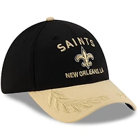 Casquette New Era 39THIRTY Flex noire/dorée pour homme, Orleans Saints, draft NFL 2025