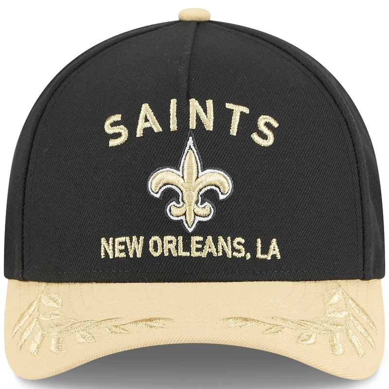 Casquette ajustable New Era 9FORTY M-Crown A-Frame noire/dorée pour homme, New Orleans Saints, draft NFL 2025