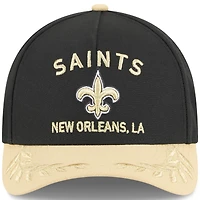 Casquette ajustable New Era 9FORTY M-Crown A-Frame noire/dorée pour homme, New Orleans Saints, draft NFL 2025