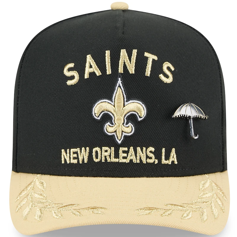 Men's New Era Black/Gold Orleans Saints 2025 NFL Draft On Stage A-Frame 59FIFTY Fitted Hat