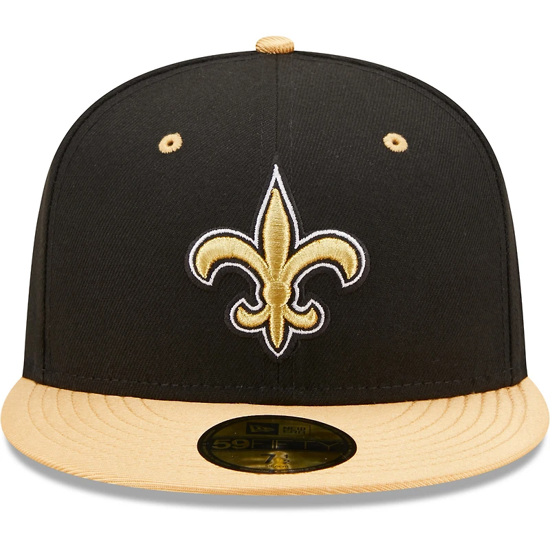 Casquette ajustée 59FIFTY 2Tone New Orleans Saints Flipside Era pour homme, noir/or Vegas