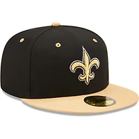 Men's New Era  Black/Vegas Gold Orleans Saints Flipside 2Tone 59FIFTY Fitted Hat