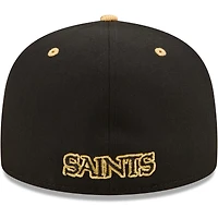 Men's New Era  Black/Vegas Gold Orleans Saints Flipside 2Tone 59FIFTY Fitted Hat