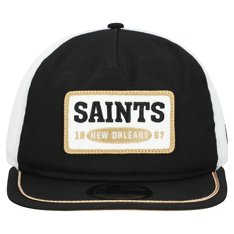 Casquette ajustable New Era 19TWENTY noire/blanche avec écusson des Saints de la Nouvelle-Orléans pour homme