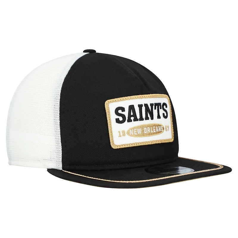 Casquette ajustable New Era 19TWENTY noire/blanche avec écusson des Saints de la Nouvelle-Orléans pour homme