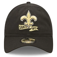Casquette réglable New Era noire New Orleans Saints 2022 Sideline 9TWENTY pour hommes