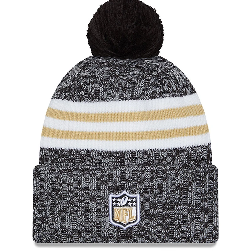 Men's New Era  Black New Orleans Saints 2023 Sideline Cuffed Knit Hat With Pom