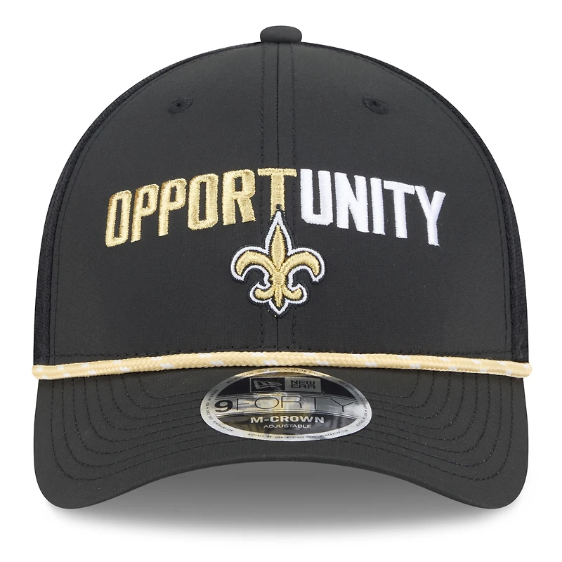 Men's New Era Black New Orleans Saints 2025 Inspire Change 9FORTY M-Crown Adjustable Hat