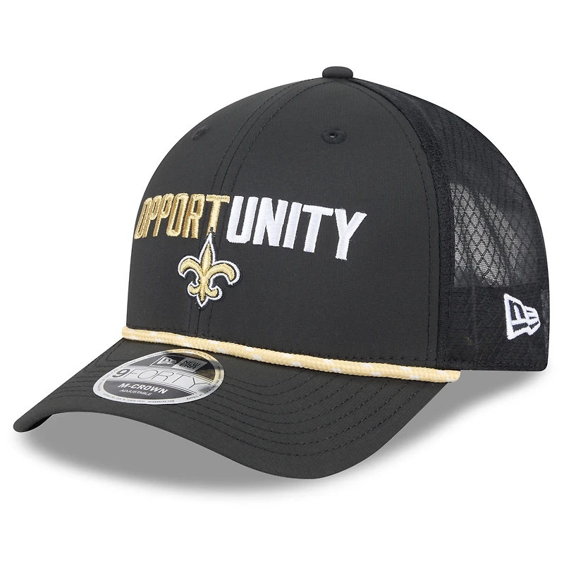 Casquette ajustable New Era noire pour homme, New Orleans Saints 2025 Inspire Change 9FORTY M-Crown