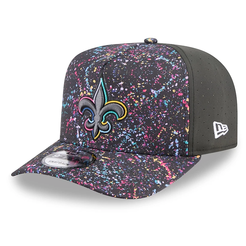 Casquette snapback New Era noire New Orleans Saints 2025 NFL Crucial Catch A-Frame 9FIFTY pour homme