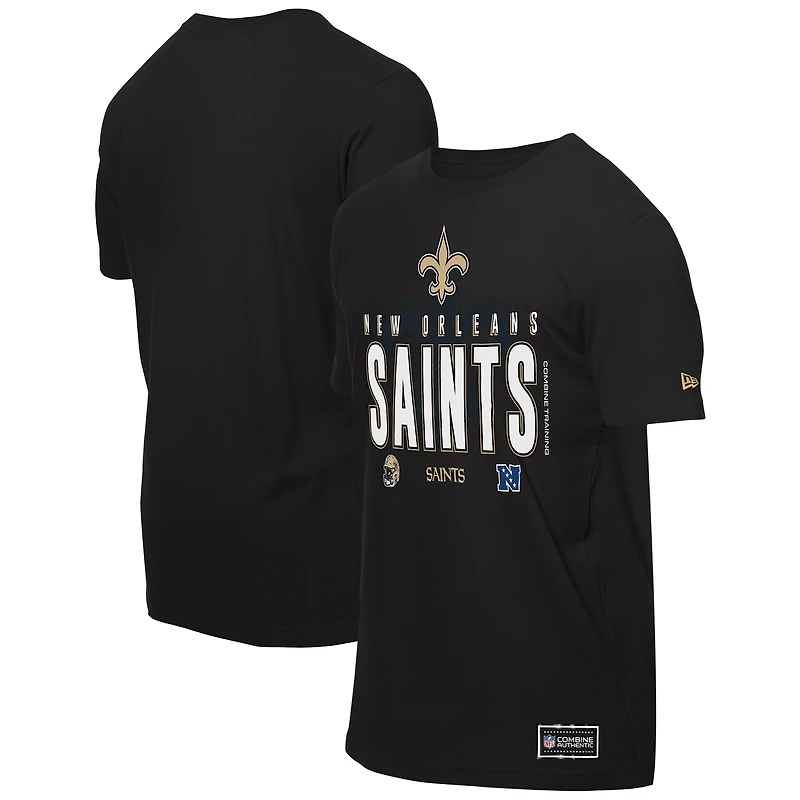 T-shirt noir New Era pour homme, camp d'entraînement NFL 2025 des Saints de la Nouvelle-Orléans