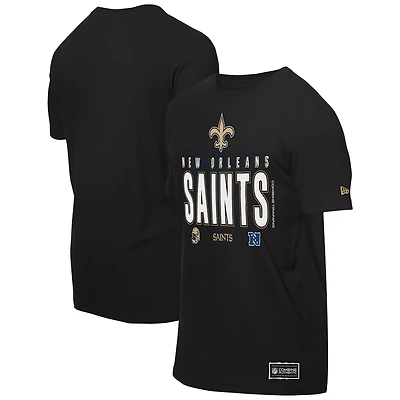 T-shirt noir New Era pour homme, camp d'entraînement NFL 2025 des Saints de la Nouvelle-Orléans