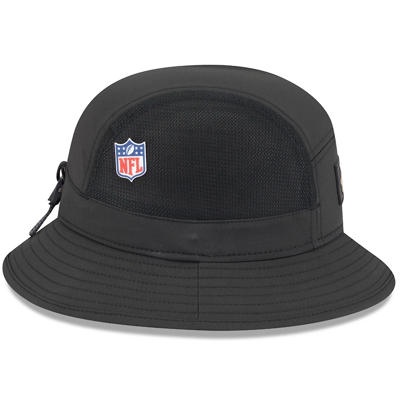 Bob New Era noir Orleans Saints 2025 Sideline pour homme
