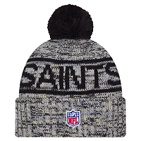 Men's New Era Black New Orleans Saints 2025 Sideline Cold Weather Cuffed Knit Hat with Pom