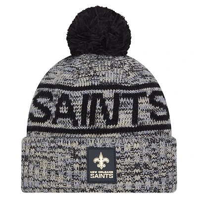 Men's New Era Black New Orleans Saints 2025 Sideline Cold Weather Cuffed Knit Hat with Pom