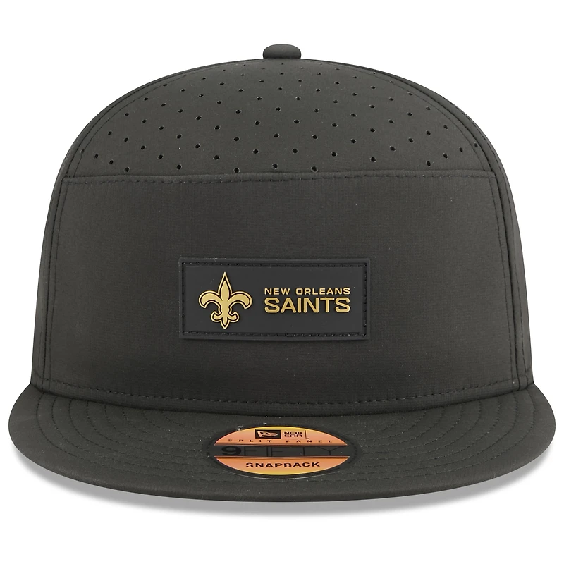 Men's New Era Black New Orleans Saints 2025 Sideline  Split Panel 9FIFTY Snapback Hat