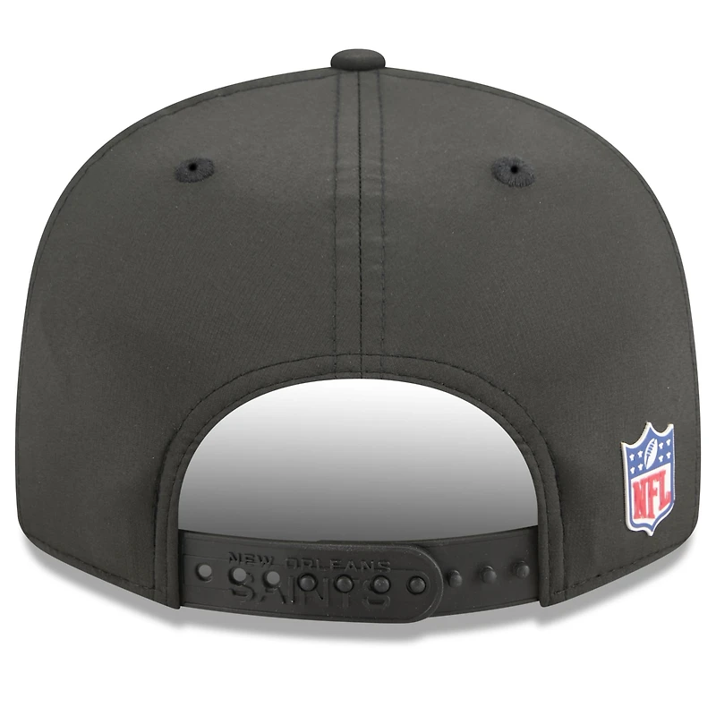 Men's New Era Black New Orleans Saints 2025 Sideline  Split Panel 9FIFTY Snapback Hat