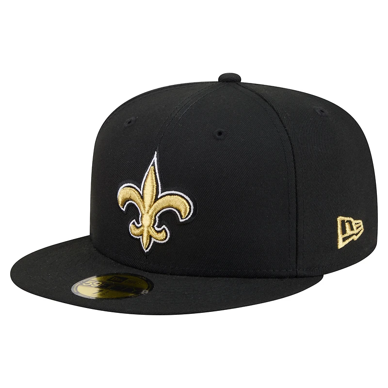 Casquette ajustée New Era 59FIFTY noire pour homme, modèle Orleans Saints