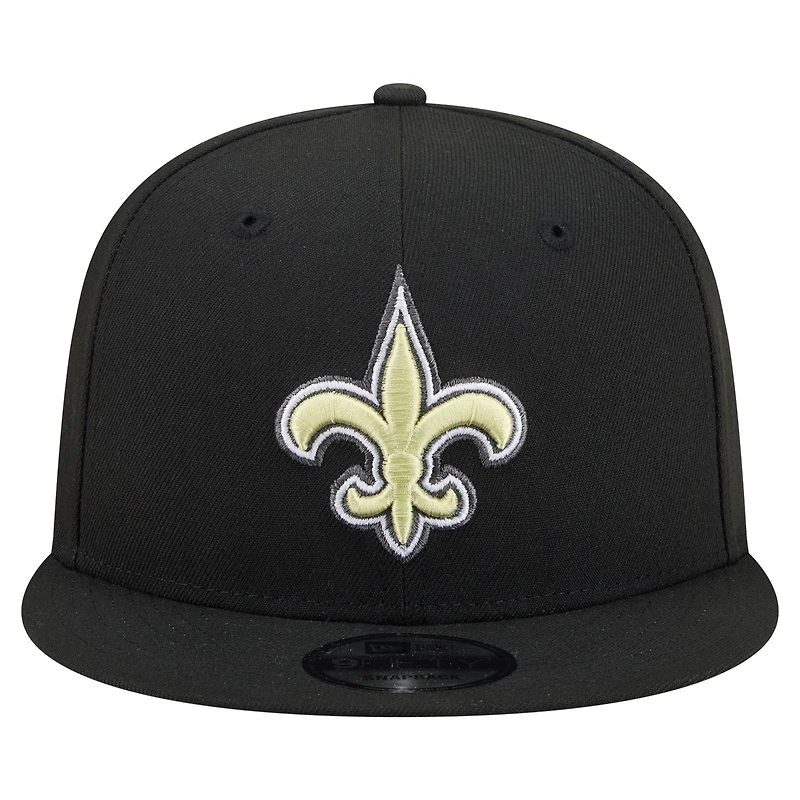 Casquette snapback New Era 9FIFTY noire pour homme, modèle New Era New Orleans Saints