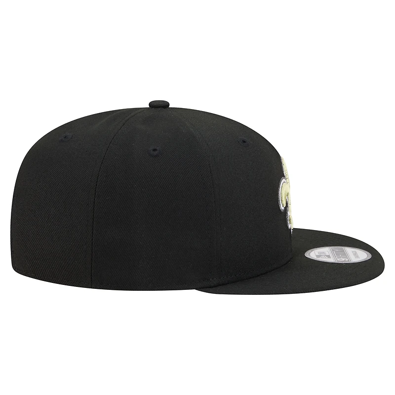 Casquette snapback New Era 9FIFTY noire pour homme, modèle New Era New Orleans Saints