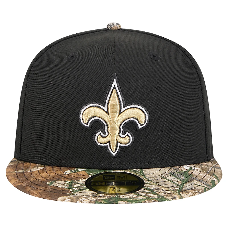 Men's New Era Black Orleans Saints Active Two-Tone Camo 59FIFTY Fitted Hat