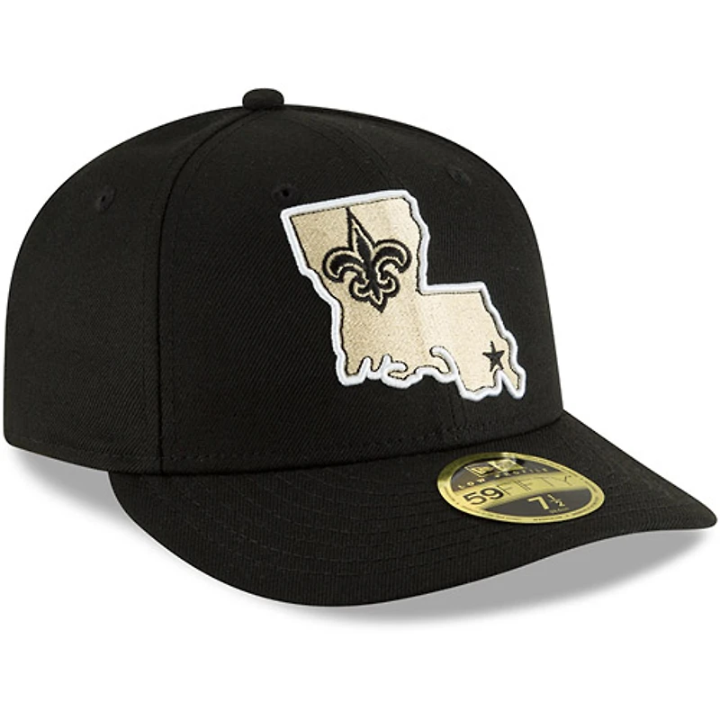 Casquette ajustée New Era 59FIFTY noire pour homme, logo alternatif des Saints de la Nouvelle-Orléans, modèle Omaha à profil bas.