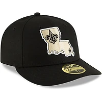Casquette ajustée New Era 59FIFTY noire pour homme, logo alternatif des Saints de la Nouvelle-Orléans, modèle Omaha à profil bas.