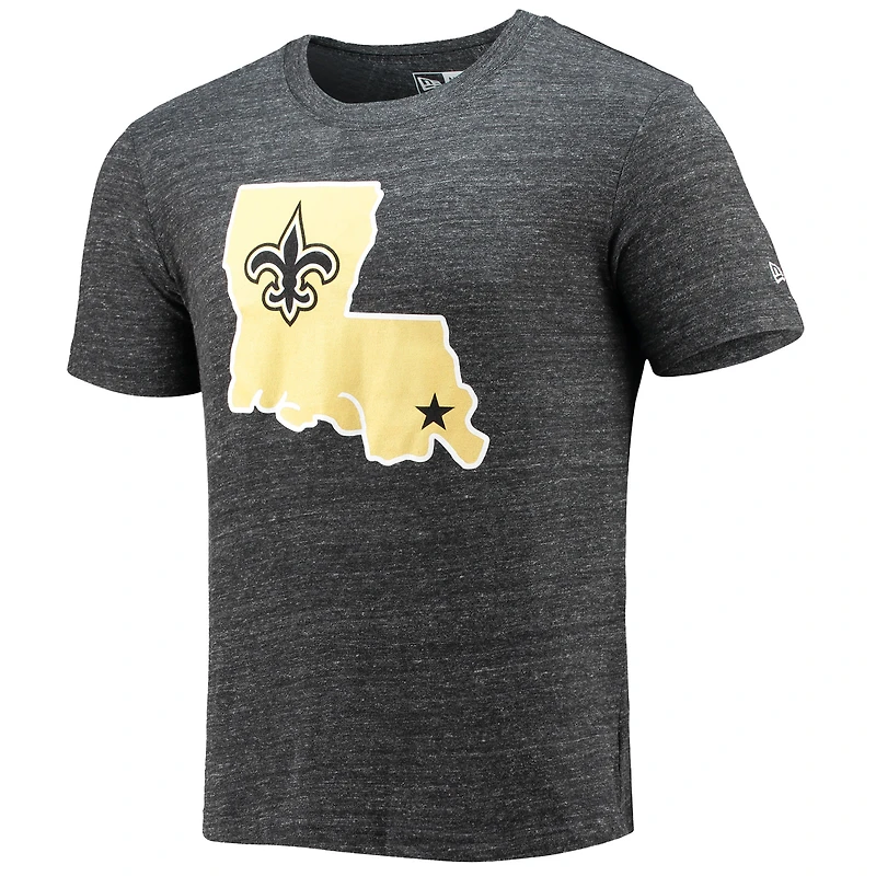 Men's New Era Black Orleans Saints Alternative Logo Tri-Blend T-Shirt