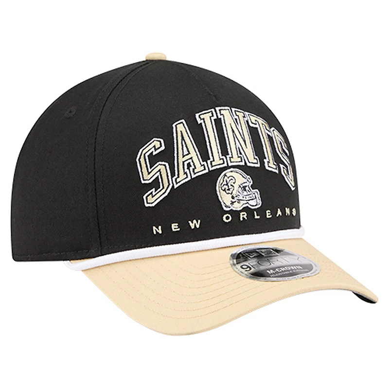 Casquette ajustable New Era Arch 9FORTY A-Frame noire des Saints de la Nouvelle-Orléans pour homme