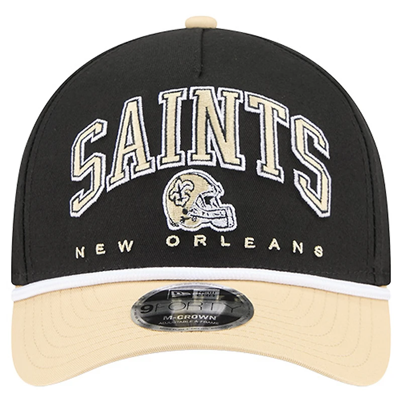 Men's New Era Black New Orleans Saints Arch COOLERA 9FORTY A-Frame M-Crown Adjustable Hat