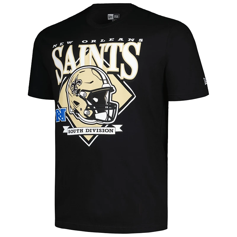 T-shirt noir avec casque New Era Orleans Saints Big & Tall pour hommes